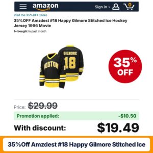 35%OFF Amzdest #18 Happy Gilmore Stitched Ice Amazon promo code NLONOVEN – 35% off