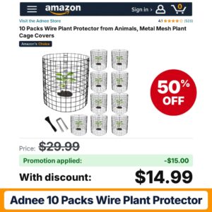 Adnee 10 Packs Wire Plant Protector Amazon promo code VZFYR2YC – 50% off