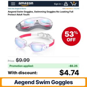Aegend Swim Goggles Amazon promo code BJYT6XCK – 53% off