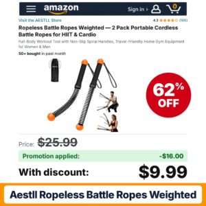 AESTLL Ropeless Battle Ropes Weighted Amazon promo code KZQPYRNN – 62% off