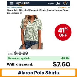 Alaroo Polo Shirts Amazon promo code ICFHLSI2 – 41% off