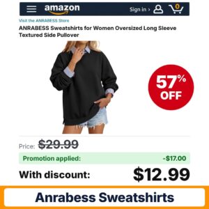 ANRABESS Sweatshirts Amazon promo code OMG4078S – 57% off