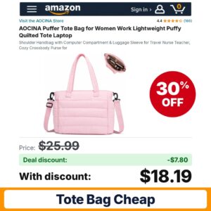 AOCINA Puffer Tote Bag – 30% off