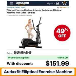 AUDAXFIT Elliptical Exercise Machine Amazon promo code DK00301G – 49% off