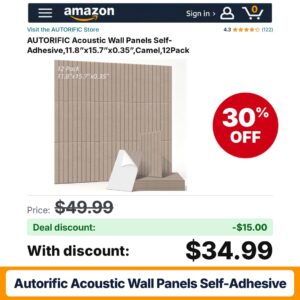 AUTORIFIC Acoustic Wall Panels Self-Adhesive – 30% off