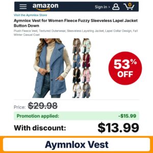 Aymnlox Vest Amazon promo code 45MMH7S6 – 53% off