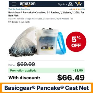 BasicGear® Pancake® Cast Net Amazon promo code SIGNUP5OFF – 5% off
