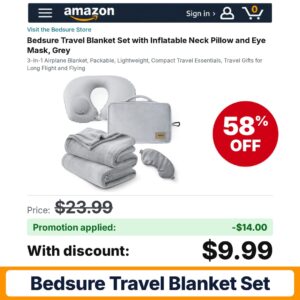 Bedsure Travel Blanket Set Amazon promo code 88XUTY5M – 58% off