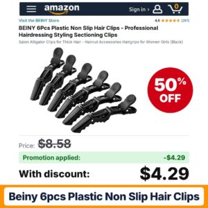 BEINY 6Pcs Plastic Non Slip Hair Clips Black Amazon promo code 7D9SUORK – 50% off