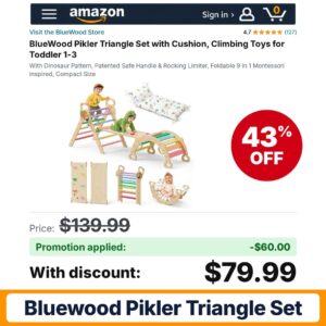 BlueWood Pikler Triangle Set Amazon promo code YUX491LD – 43% off