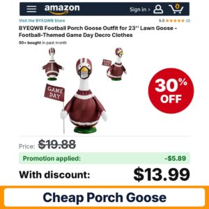 BYEQWB Football Porch Goose Outfit Amazon promo code 4CTPMLAM – 30% off