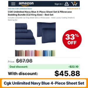CGK Unlimited Navy Blue 4-Piece Sheet Set – 33% off