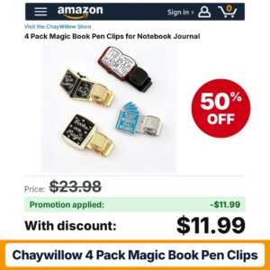 ChayWillow 4 Pack Magic Book Pen Clips Amazon promo code EMHSJND2 – 50% off