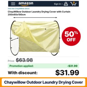 ChayWillow Outdoor Laundry Drying Cover Amazon promo code P7QU5IDK – 50% off