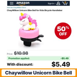 ChayWillow Unicorn Bike Bell Amazon promo code 8XMVFDWL – 50% off