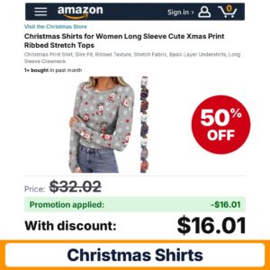 Christmas Shirts Amazon promo code NFKUKBAM – 50% off