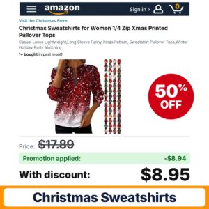 Christmas Sweatshirts Amazon promo code DVPW7799 – 50% off