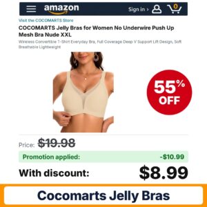 COCOMARTS Jelly Bras Amazon promo code H5FNJGY6 – 55% off