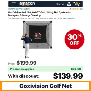 CoxiVision Golf Net Amazon promo code BZO5T4Z6 – 30% off