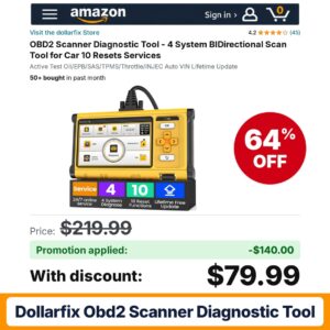 dollarfix OBD2 Scanner Diagnostic Tool Amazon promo code 4O7U2JLW – 64% off