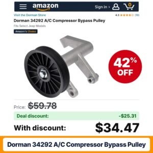Dorman 34292 A/C Compressor Bypass Pulley – 42% off