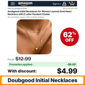 doubgood Initial Necklaces Amazon promo code IGOKA0UJ – 62% off