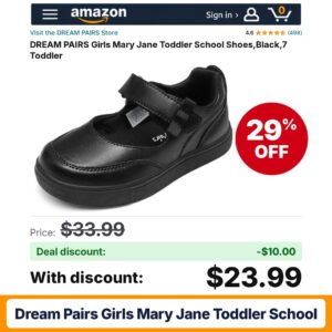 DREAM PAIRS Girls Mary Jane Toddler School – 29% off