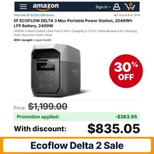 EF ECOFLOW DELTA 3 Max Portable Power Amazon promo code UV4YHGX4 – 30% off