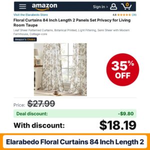 Elarabedo Floral Curtains 84 Inch Length 2 – 35% off