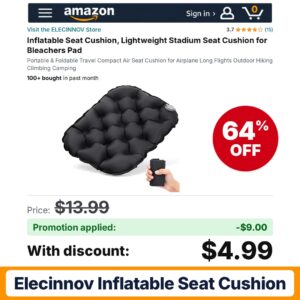 ELECINNOV Inflatable Seat Cushion Amazon promo code RDAOQFZ7 – 64% off