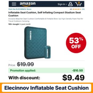 ELECINNOV Inflatable Seat Cushion Amazon promo code RDAOQFZ7 – 53% off