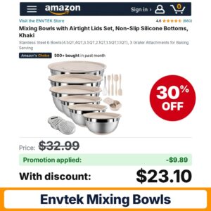 ENVTEK Mixing Bowls Amazon promo code 06BD8ESY – 30% off