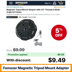 FOMOZER Magnetic Tripod Mount Adapter Amazon promo code U3BGTWN2 – 5% off