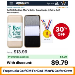 Frepstudio Golf Gift for Dad-Men's Golfer Crew Amazon promo code 5J5MJRD6 – 30% off