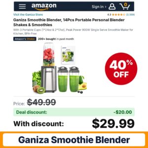 Ganiza Smoothie Blender – 40% off