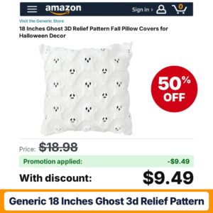 Generic 18 Inches Ghost 3D Relief Pattern Amazon promo code WM20WJBC – 50% off