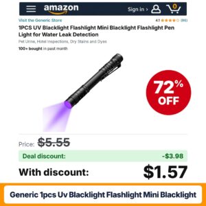 Generic 1PCS UV Blacklight Flashlight Mini Blacklight – 72% off