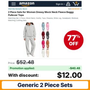 Generic 2 Piece Sets Amazon promo code 1KGZPHHA – 77% off