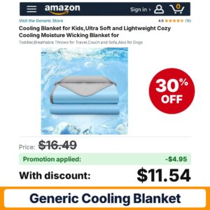 Generic Cooling Blanket Amazon promo code 3ANKVKO2 – 30% off