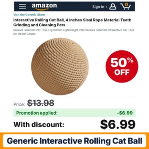 Generic Interactive Rolling Cat Ball Amazon promo code NO2VQJ8E – 50% off