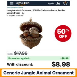 Generic Jungle Animal Ornament Amazon promo code LEY7K3EN – 50% off