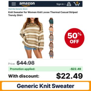 Generic Knit Sweater Amazon promo code 1KGZPHHA – 50% off