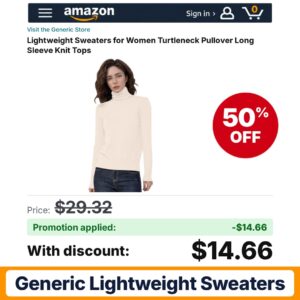 Generic Lightweight Sweaters Amazon promo code BDJVLKIT – 50% off