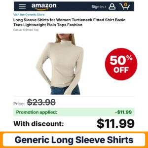 Generic Long Sleeve Shirts Amazon promo code BDJVLKIT – 50% off