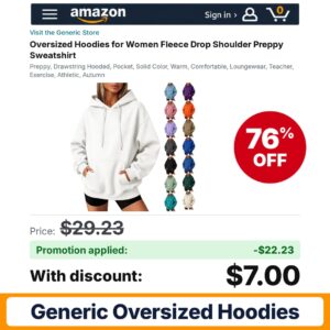 Generic Oversized Hoodies A001beige Amazon promo code 1KGZPHHA – 76% off