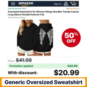 Generic Oversized Sweatshirt Black Amazon promo code BHRKQM7F – 50% off