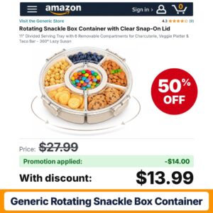 Generic Rotating Snackle Box Container Amazon promo code 4AUHPG0Y – 50% off