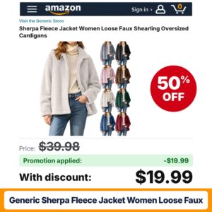 Generic Sherpa Fleece Jacket Women Loose Faux Amazon promo code 1KGZPHHA – 50% off