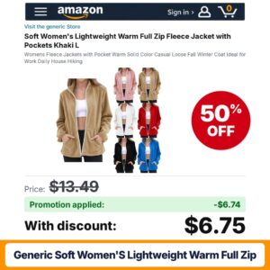 generic Soft Women's Lightweight Warm Full Zip Amazon promo code EX42R6HX – 50% off