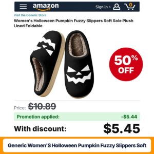 Generic Women's Holloween Pumpkin Fuzzy Slippers Soft Amazon promo code 3C2NPYE6 – 50% off